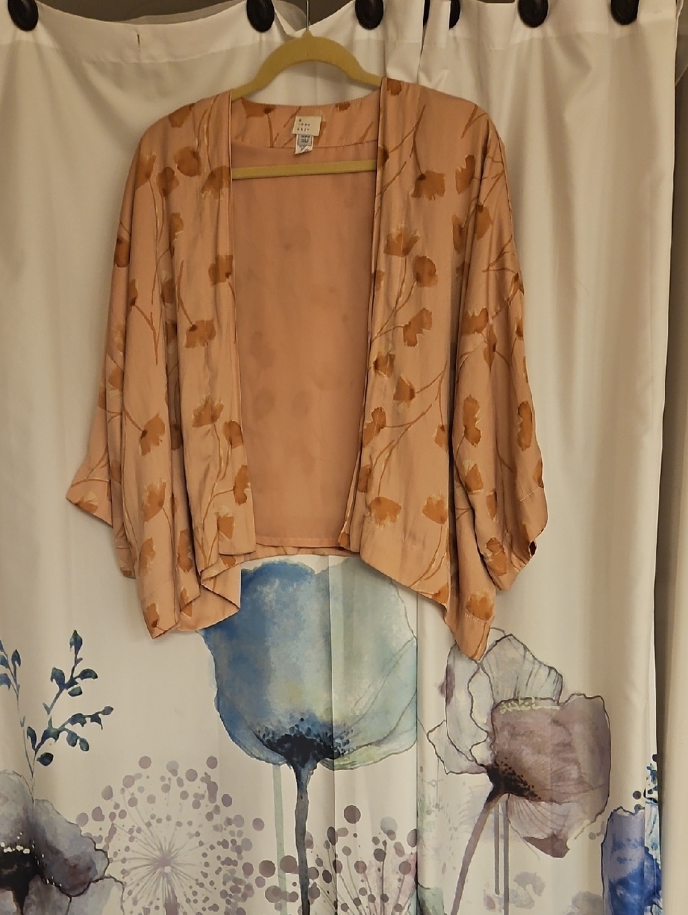 a new day Peach Floral Open-Front Kimono Cardigan